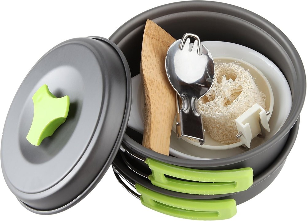 Durable 10-Piece Backpacking Cookware Set with Essential Utensils Included