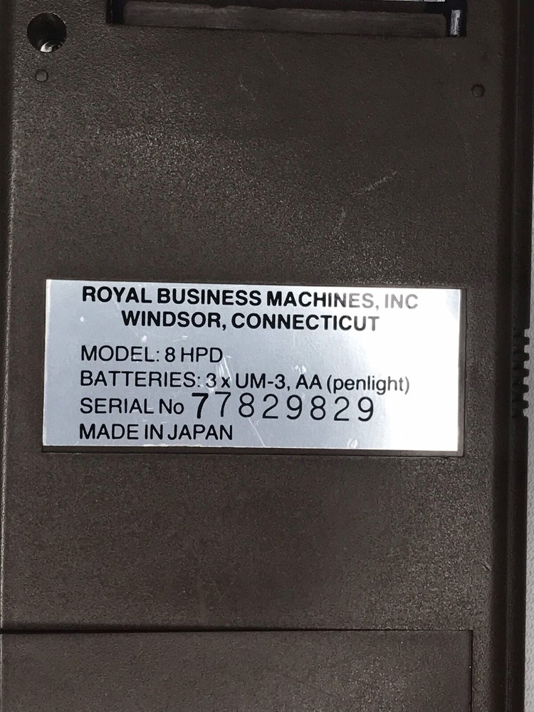 Vintage Royal 8HPD Electronic Printer Calculator Tested & Works