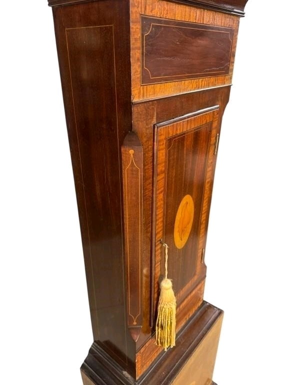 19TH CENTURY INLAID MAHOGANY TALL CASE CLOCK