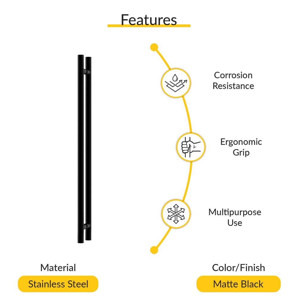 Brixwell 60" Back-to-Back Ladder Pull Handle, Matte Black Finish