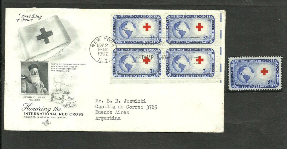 RED CROSS USA FDC + STAMP VF