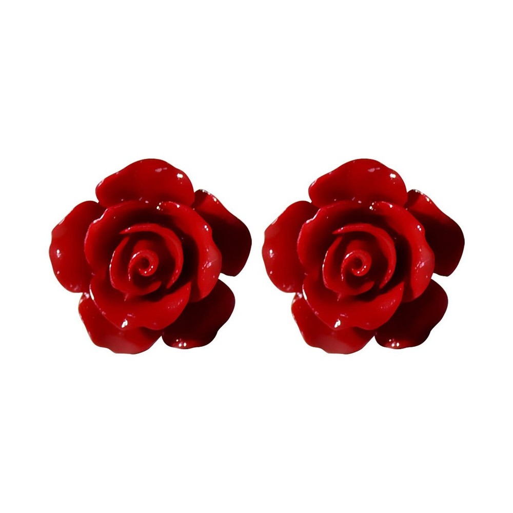 Boho Petal Stud Earrings 925 Sterling Silver Romantic Delicate Black White Re...