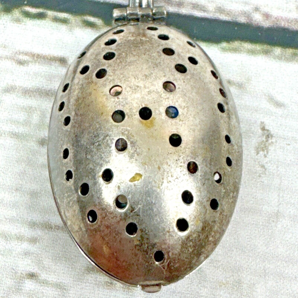 E & JB TEA INFUSER SPOON Strainer Silverplated Hinged Double Spoon Vintage