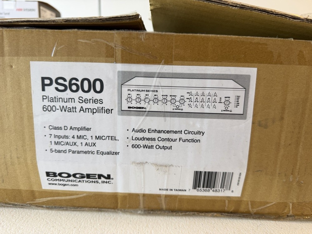 Bogen PS600 Platinum Series 600W Class D Power Amplifier 7 Inputs 7 Channels EQ