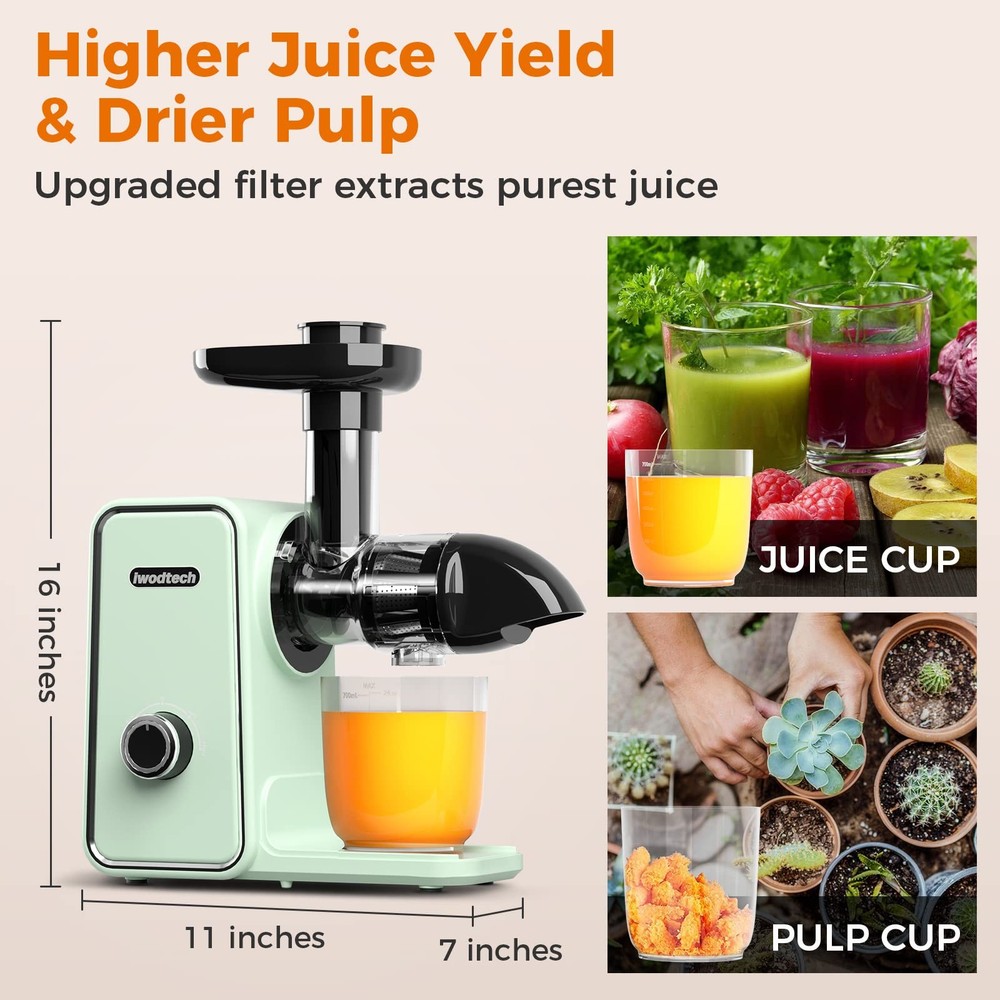 Juicer Machine, Cold Press Juicer with 2 Speed Modes, Slow Masticating Juicer...