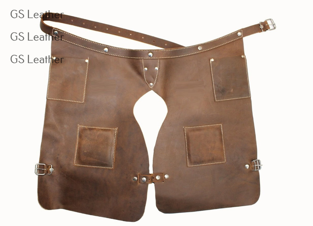 Leather Chaps for Construction Heavy Duty Work Leg Protection