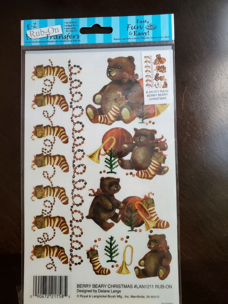 Berry Beary Christmas Rub Ons