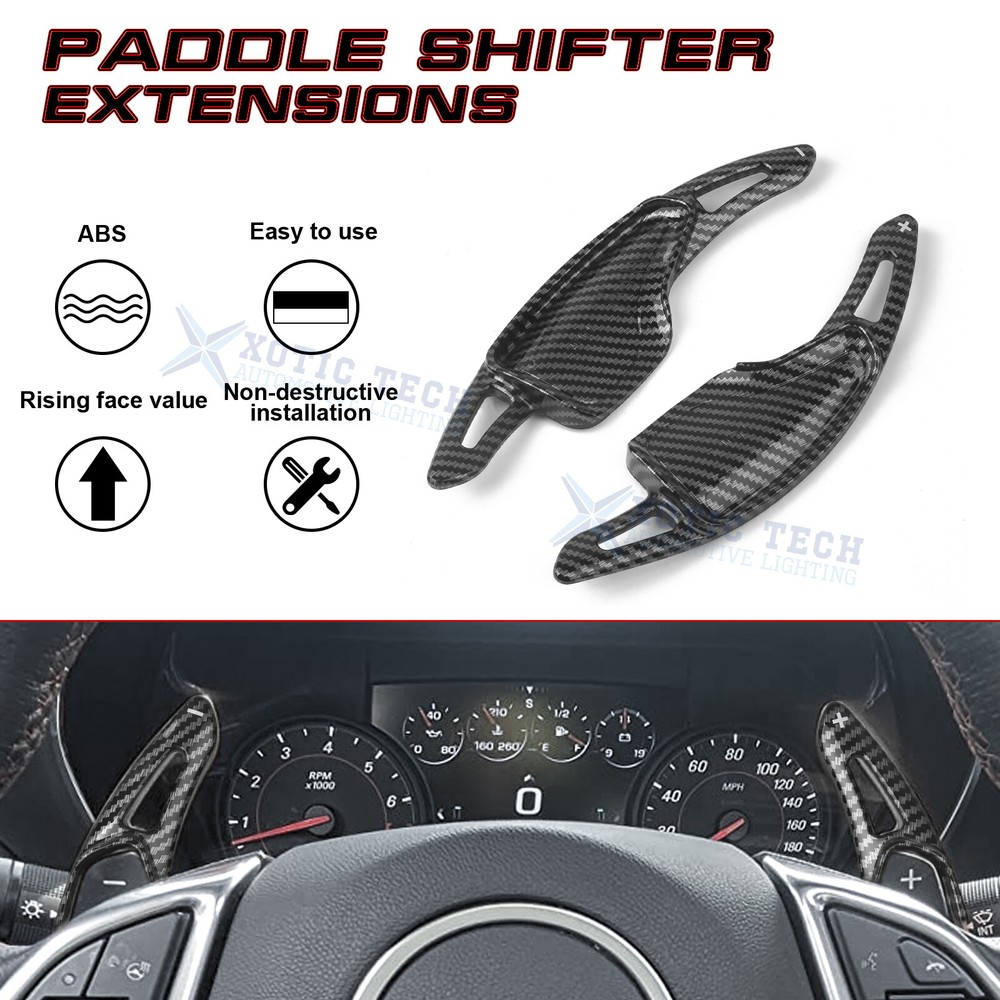 Black/Red Paddle Shift Steering Wheel Shift Extension For Chevy Camaro Corvette