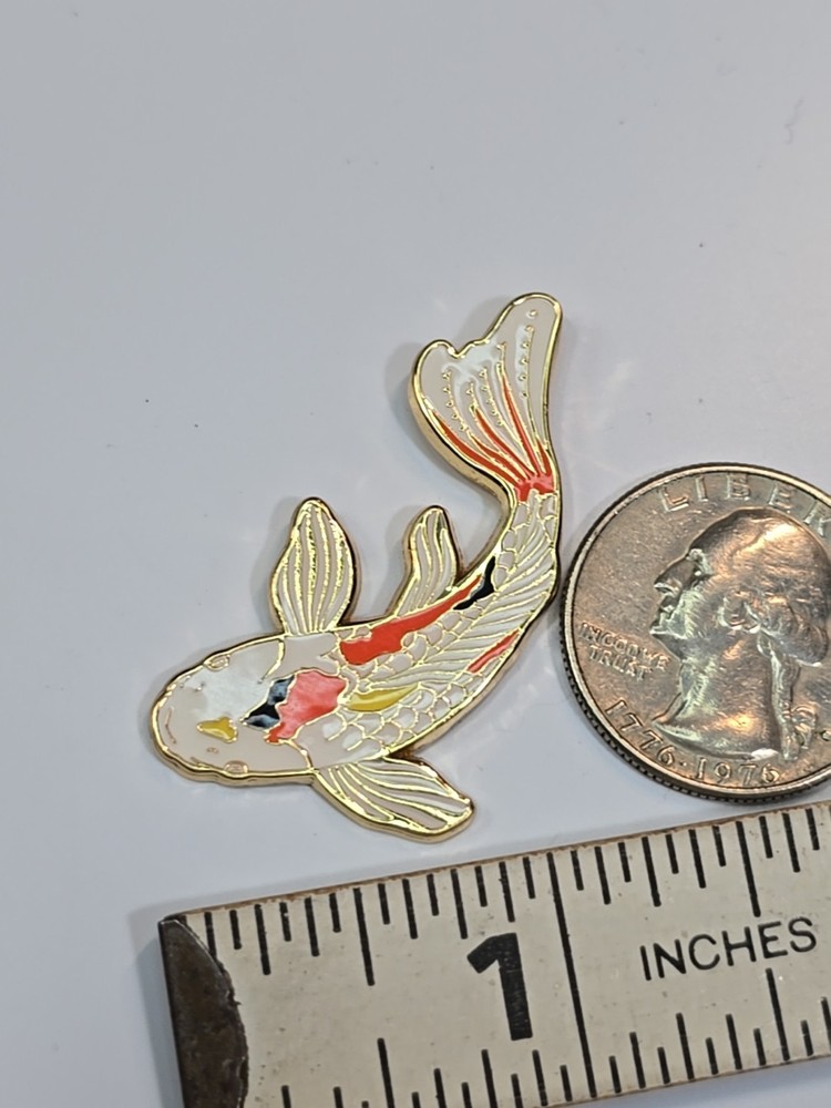 Koi Fish White With Orange Lapel Pin