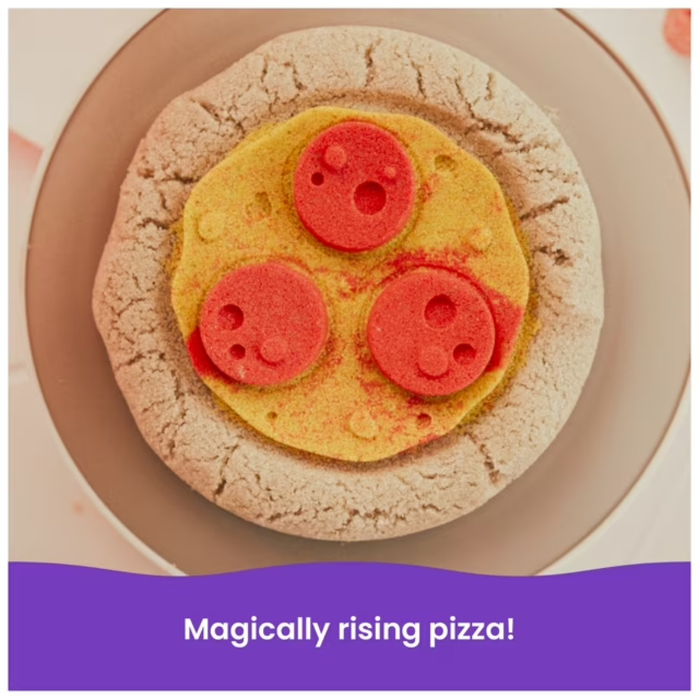 Squish Pizza Activity Play Set With 1lb Play Sand & 5 Tools Kids Love Assembling