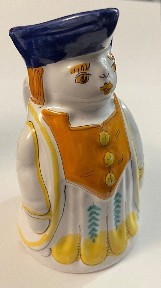 Vintage White Ceramic Man Pitcher Italy