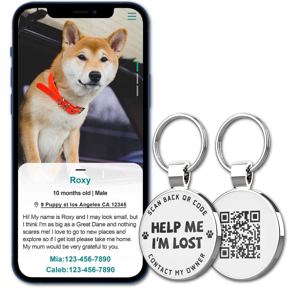 QR Code Dog Tags - Scan for Instant Pet Location Alert