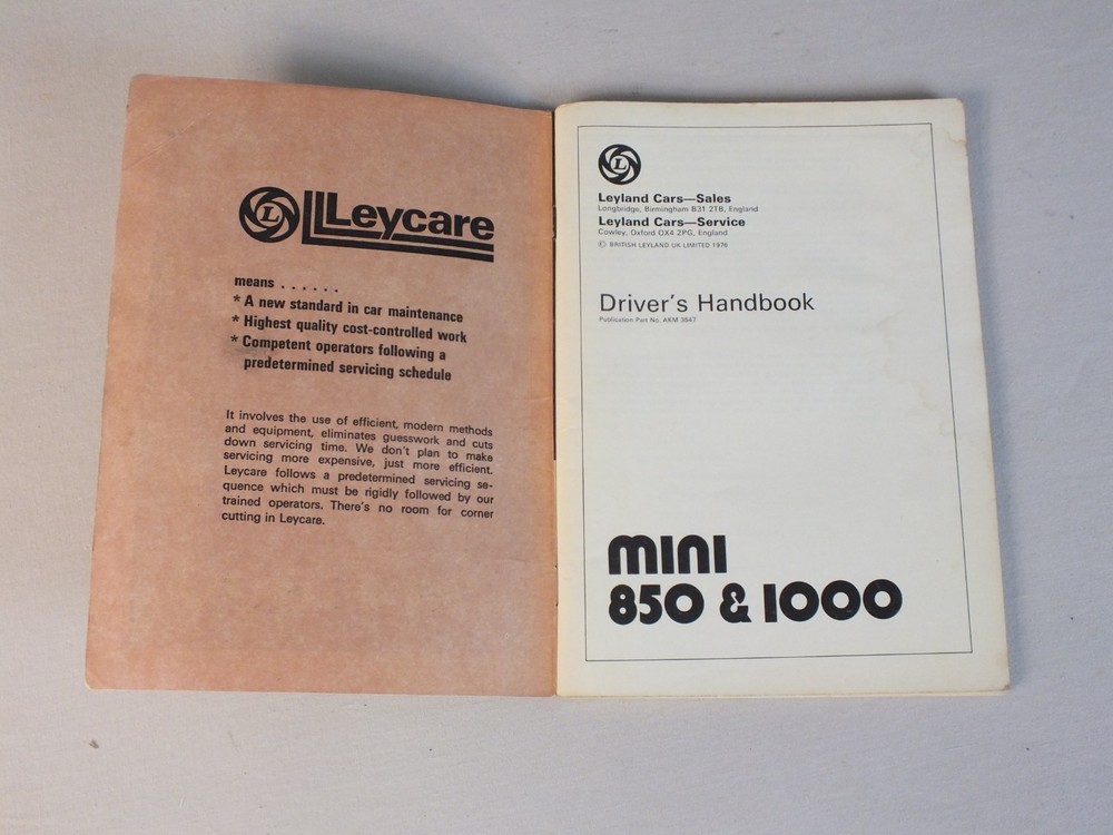 Mini 850 & 1000 Drivers Handbook 1976