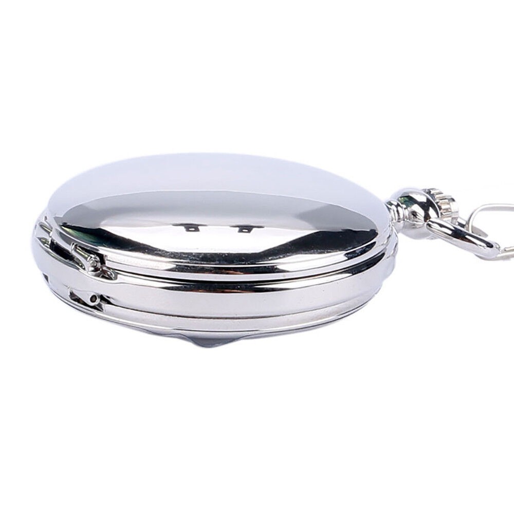 Silver Smooth Mechanical Double Full Hunter Skeleton Pocket Watch Mens Gift