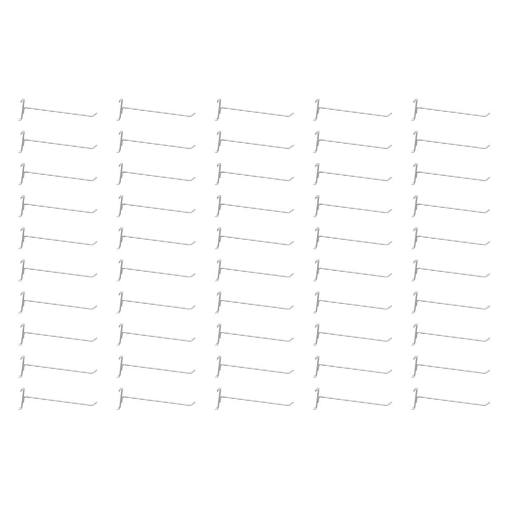 50 Pc GLOSS WHITE 12" Long Gridwall Hooks Grid Panel Display Wire Metal Hanger