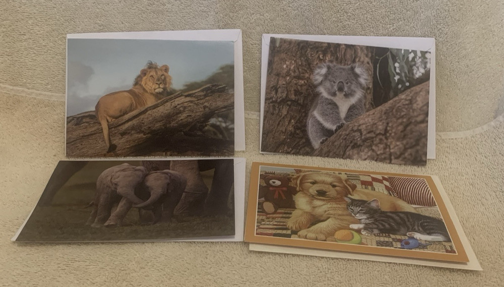 23 Pc Assorted ANIMALS BLANK NOTE CARDS & ENVELOPES Lot #9 - NEW