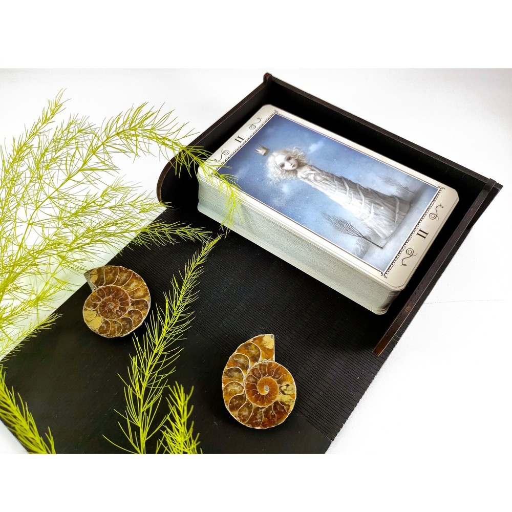 Wicca tarot card box, Oracle card deck, Witch deck box, Wiccan storage box