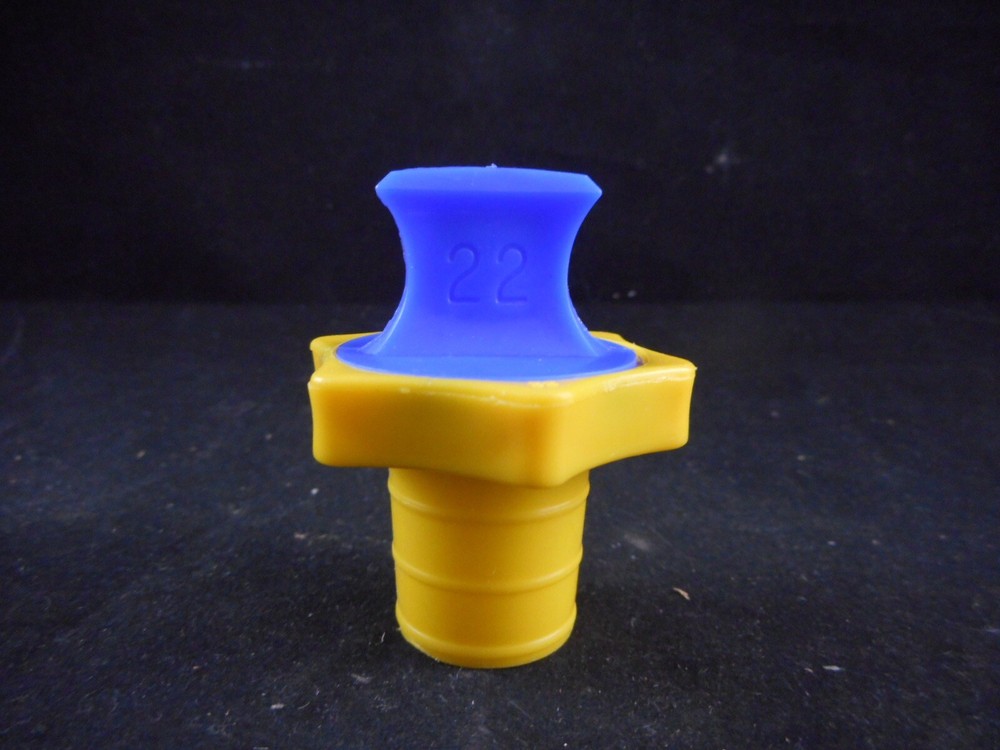 KIMAX Plastic HDPE Linear Stopper #22 for Volumetric Flasks Yellow/Blue 6/CASE