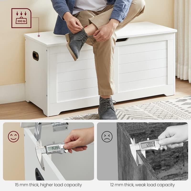Storage Chest, Storage Bench with 2 Safety Hinges,