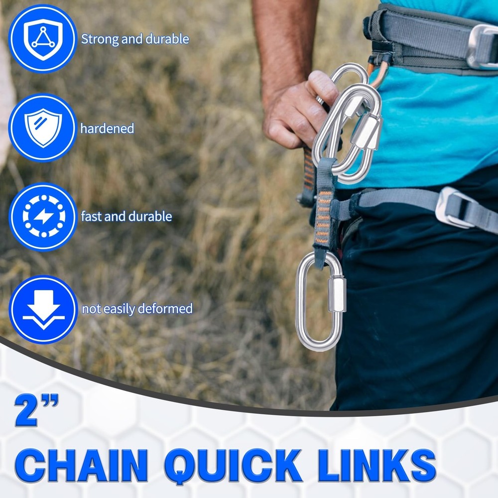 50-Pack M5 3/16 Inch Quick Link Chain Connectors, 2IN Galvanized Thread Quick...