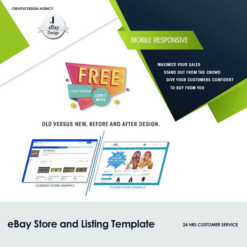 Ebay Template store Listing Auction Design Responsive Professional Html and LOGO