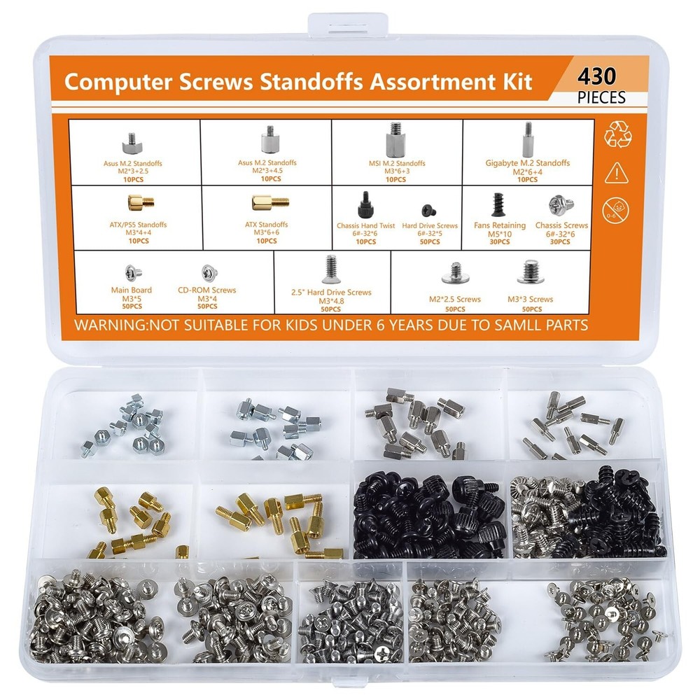 M.2 SSD Standoffs Mounting Motherboard Screws Set,430Pcs Computer Screws Assortm