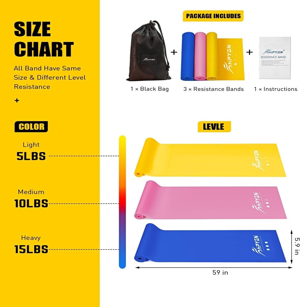 Resistance Bands, Exercise Bands, Physical Therapy Bands for Strength Training