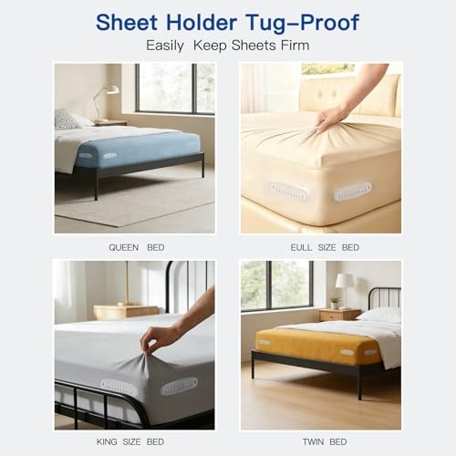 Sheet Holders Bed Sheet Grippers - Fitted Sheet Holder for Corners Keep Sheets