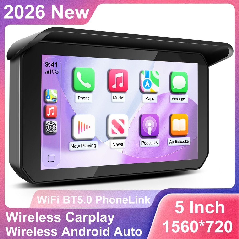 Motorcycle 5" CarPlay Android Auto GPS Navigator Waterproof IPS Touch Screen BT