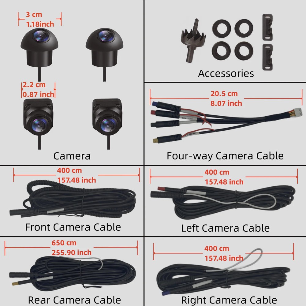 360° Panoramic Car Camera HD,Night Vision,Rear/Front/Left/Right View,Vehicle