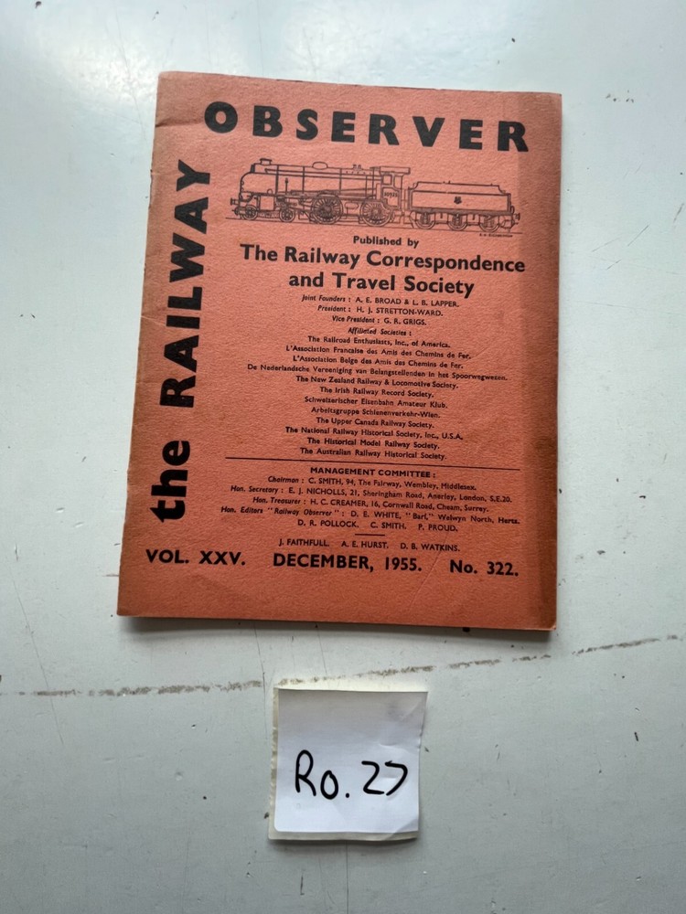 The Railway Observer Magazine X12 Volume 25 1955 Complete