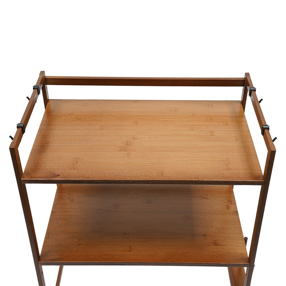 2 Tier 4 Hook Kitchen Storage Rack for Microwave Oven Stand Shelf Organizer