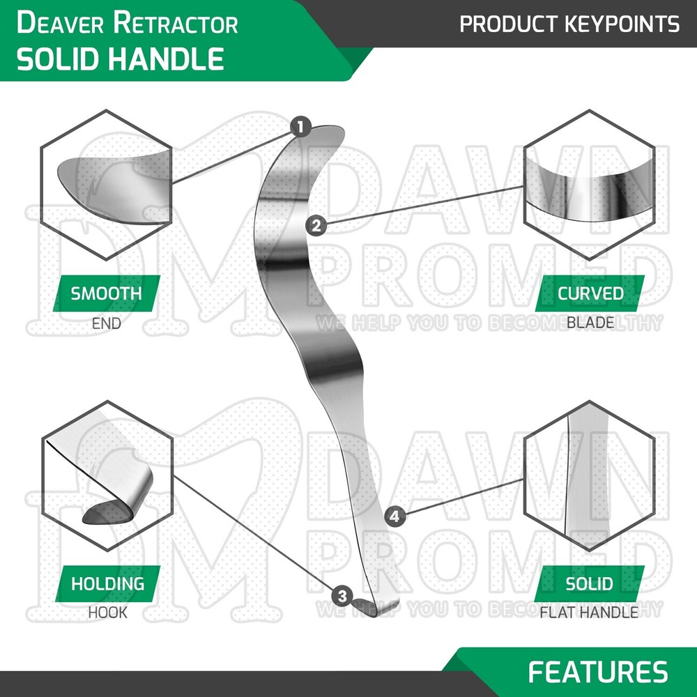 Deaver Retractor 1" X 9" Solid Handle Surgical Medical Instruments German Grade