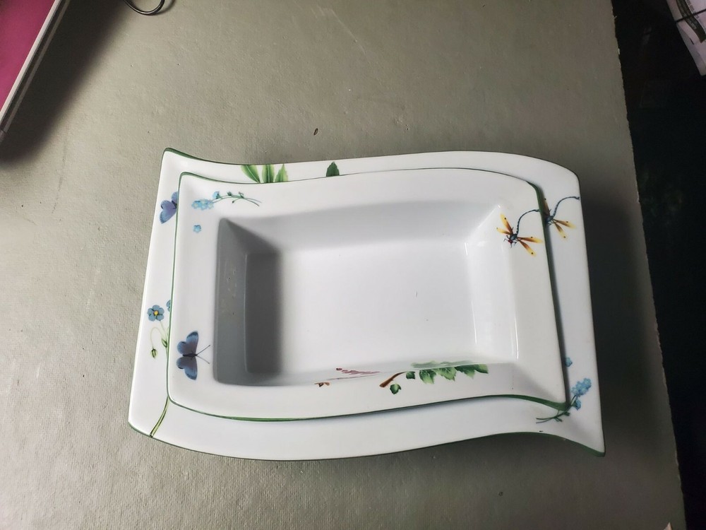 2 TEMP-TATIONS Bakeware Casserole Dishes Stand Dragonfly Fruit TEMPTATION