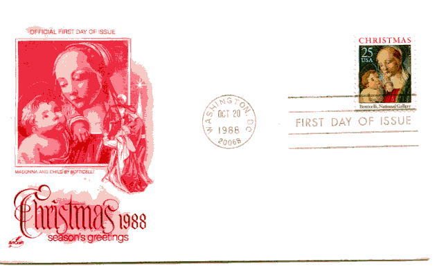 2399 Christmas 1988, Madonna, ArtCraft  FDC