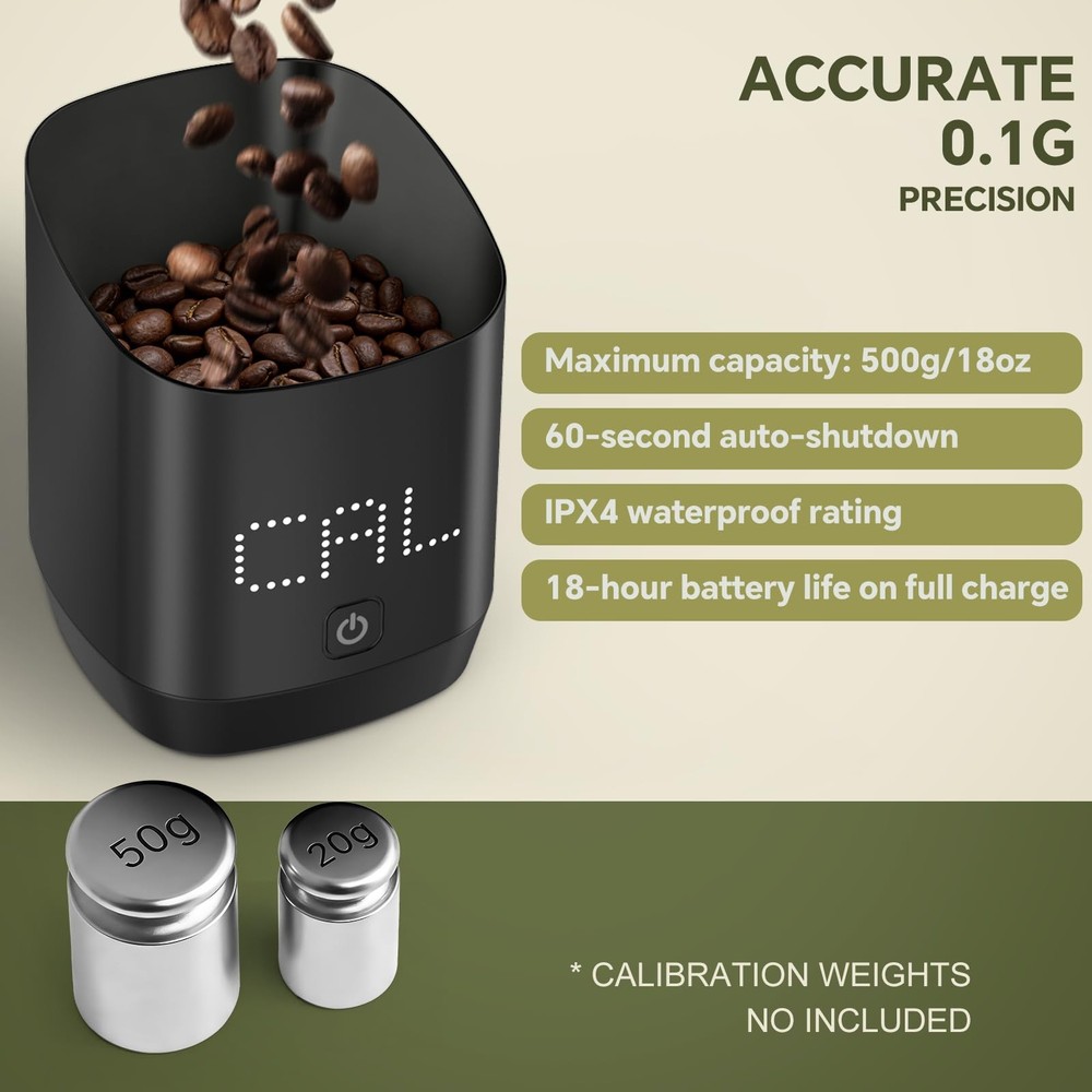 Digital Coffee Bean Dosing Cup for Espresso with LED Scale - High Precision C...