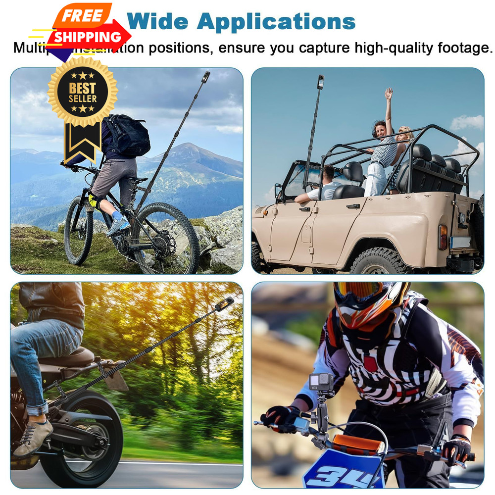 Motorcycle Mount Kit Compatible Compact, for Insta360