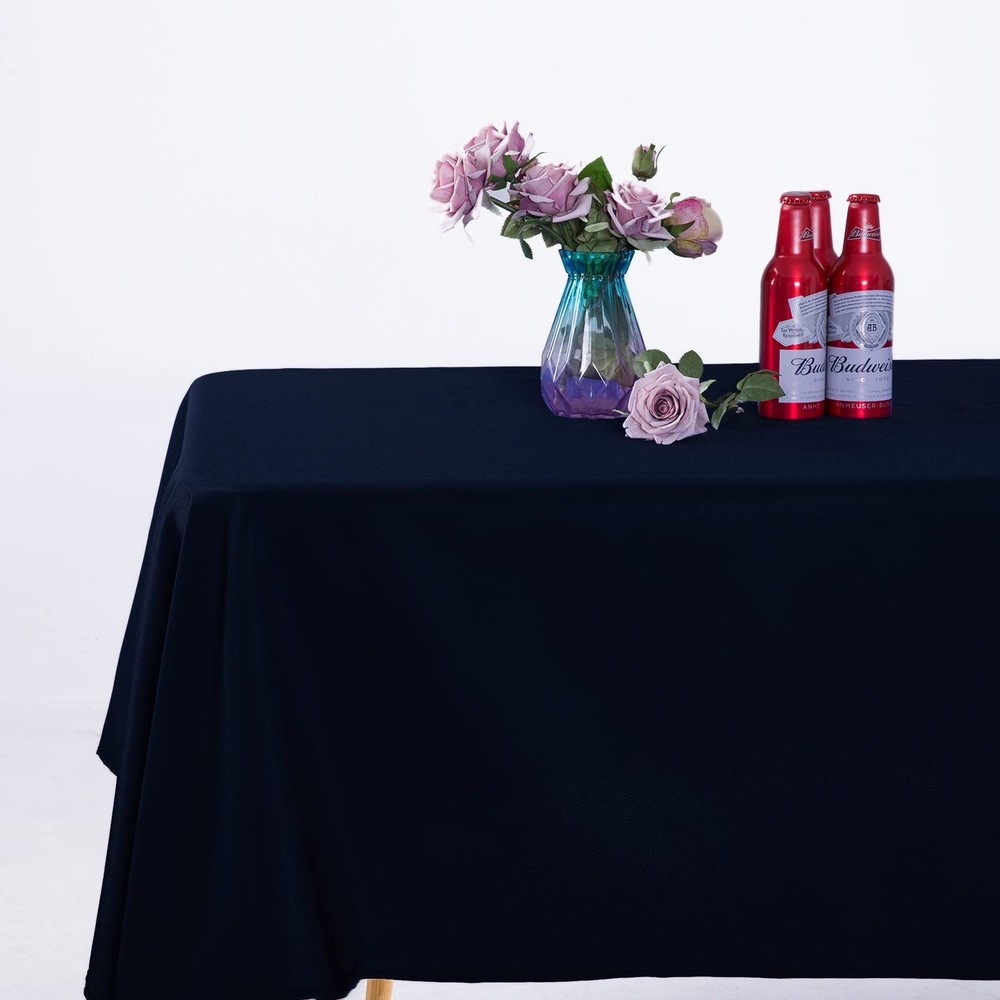 60x102" Navy Rectangular Tablecloth 2-Pack Polyester for 6-Foot Table