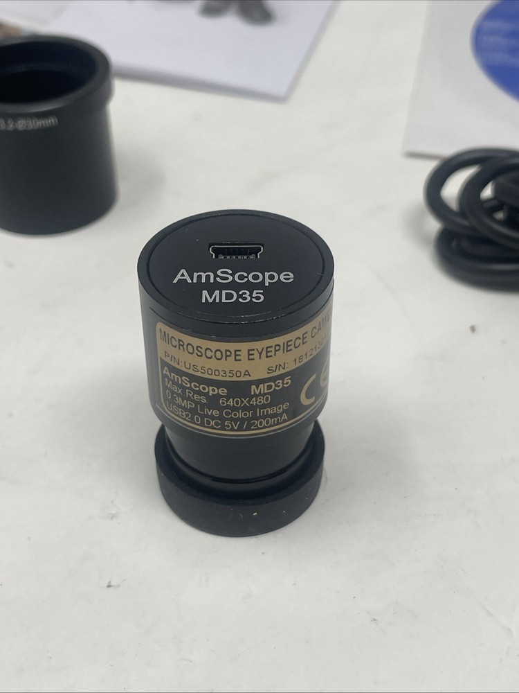 New AMSCOPE MD35 PN US500350A MICROSCOPE EYEPIECE CAMERA All Set