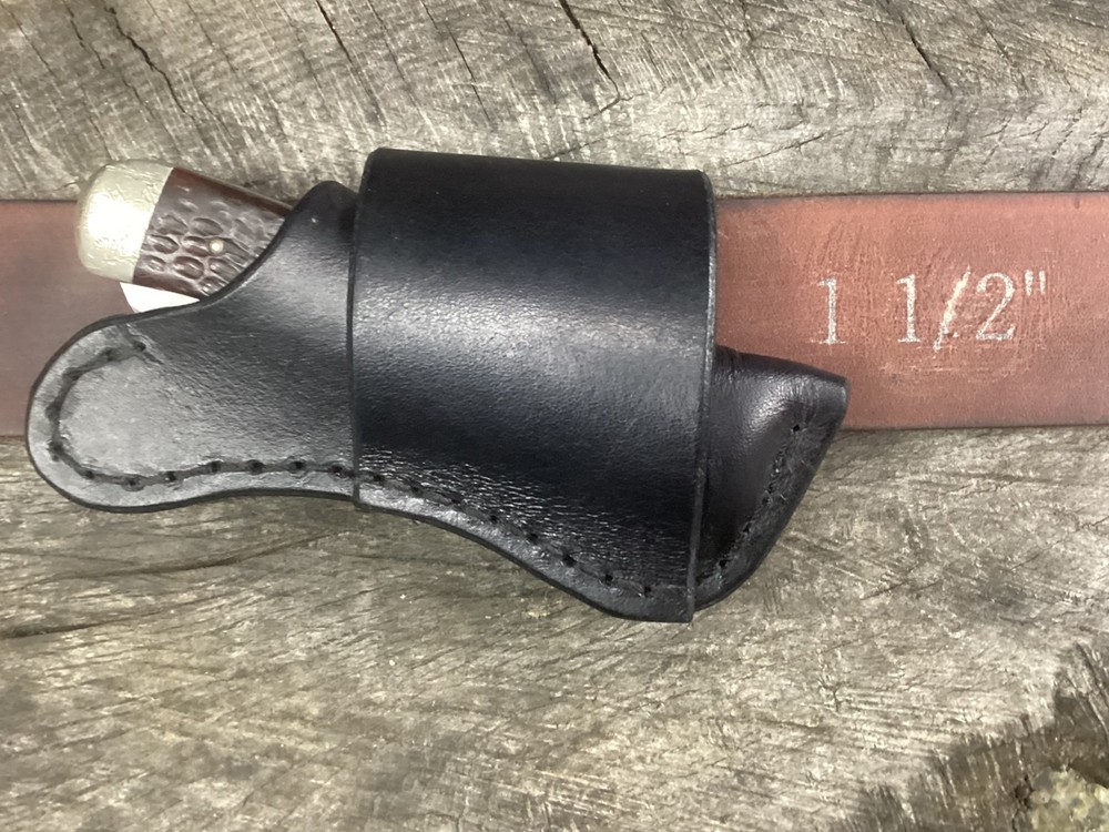 Leather Folding Knife Sheath Horizontal Trapper Size(Sheath Only)