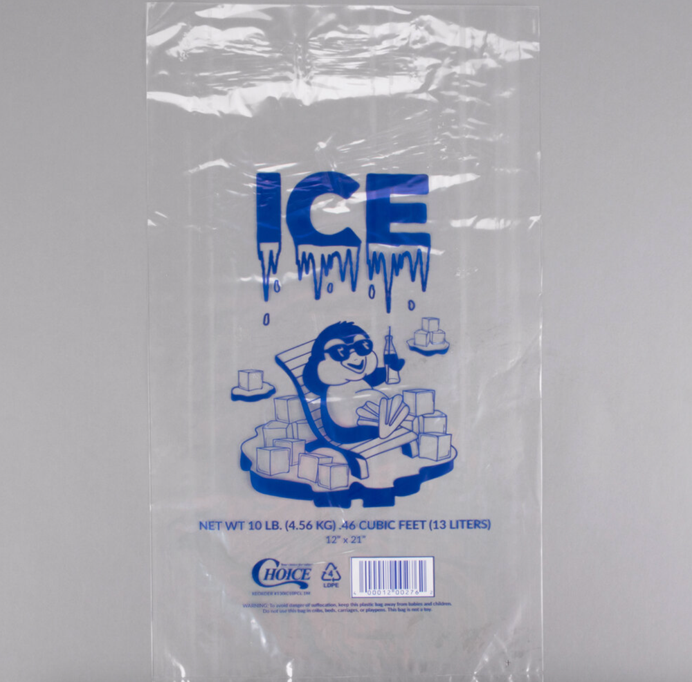 2000/CASE 10 Lb Clear Plastic Ice Bags Store Machine Commercial Barcode 10LB