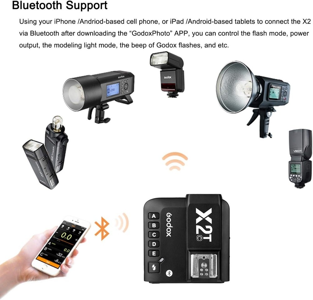 Professional X2T-C Wireless Flash Trigger for Canon: 5 Groups, Bluetooth Control