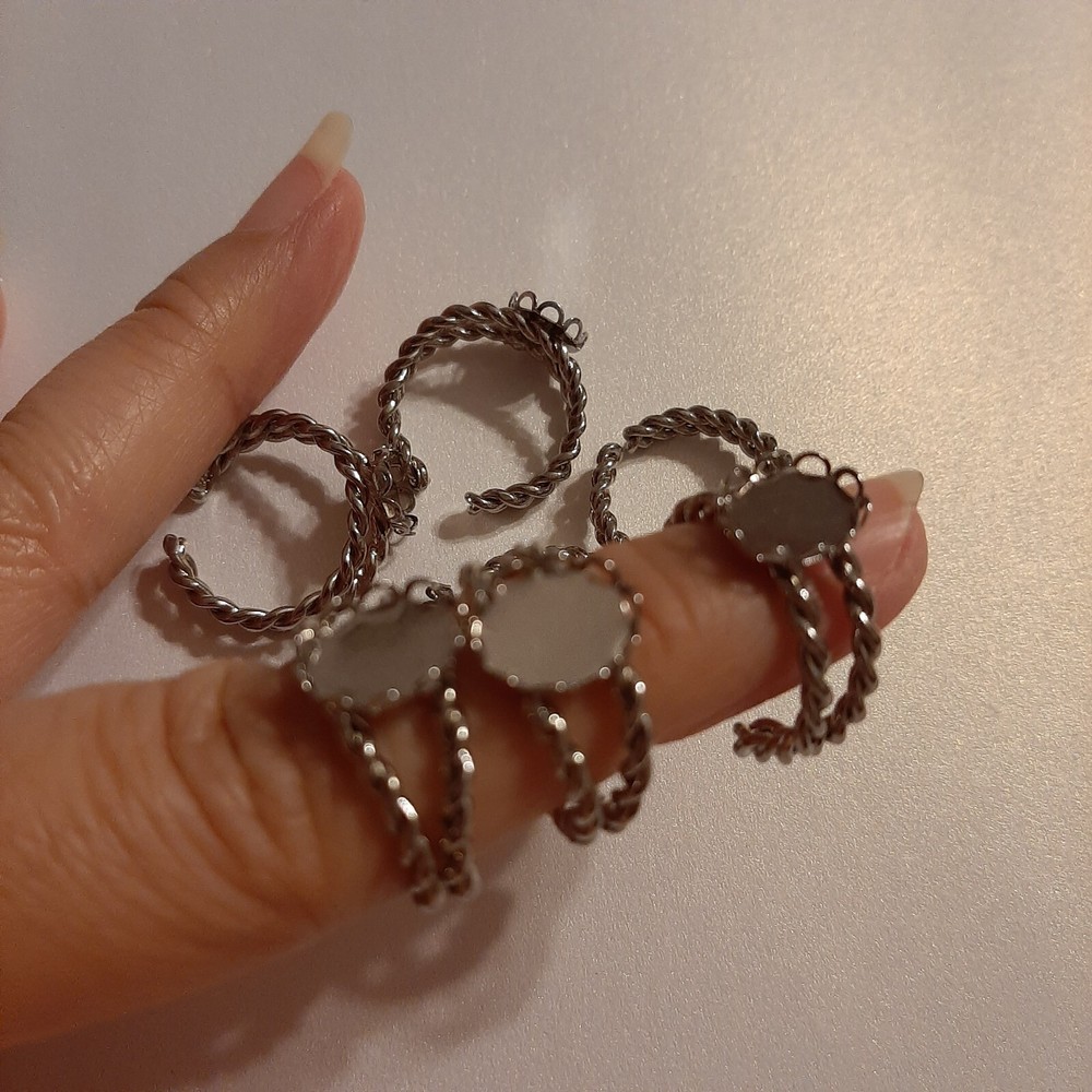 Silver Vintage Round Ring Setting Cabochon Blank Bezel Ring Mounting New