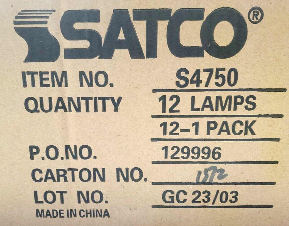 CASE OF 12, Satco 125W Heat/Brooder Bulb S4750