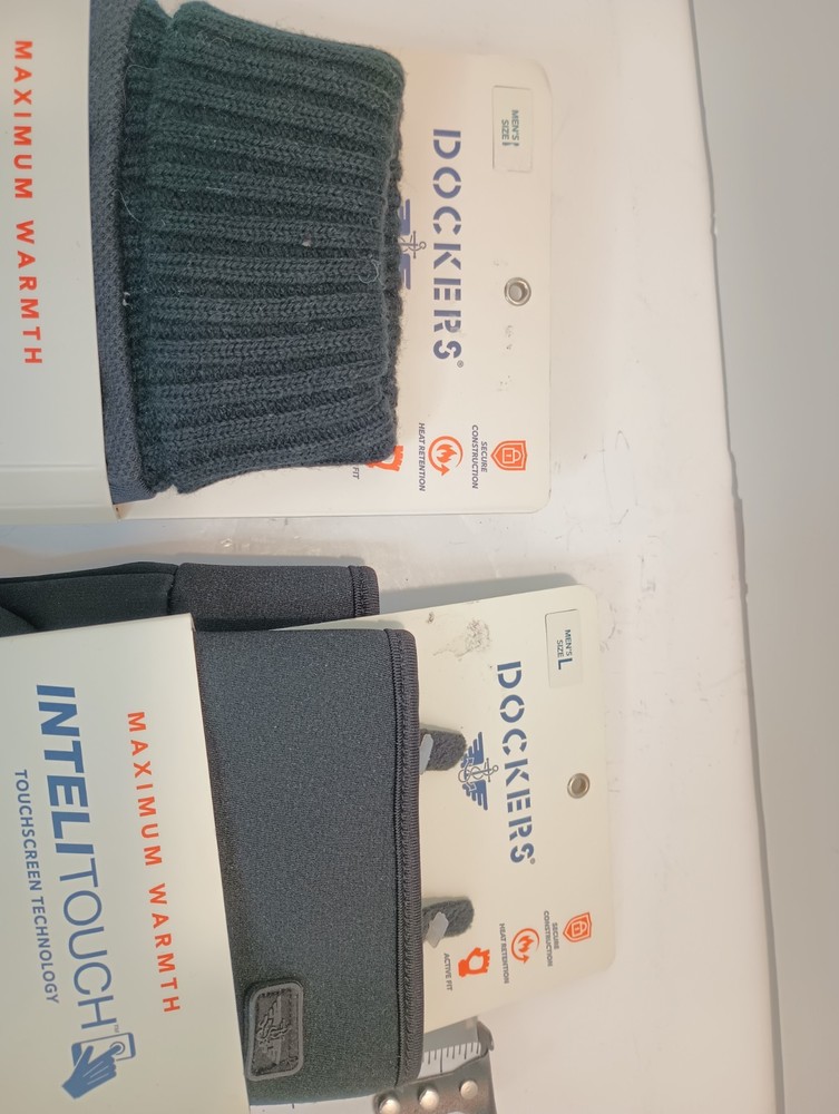 2 Pair -Dockers Men's InteliTouch Lined Black Touch Screen Gloves Size L