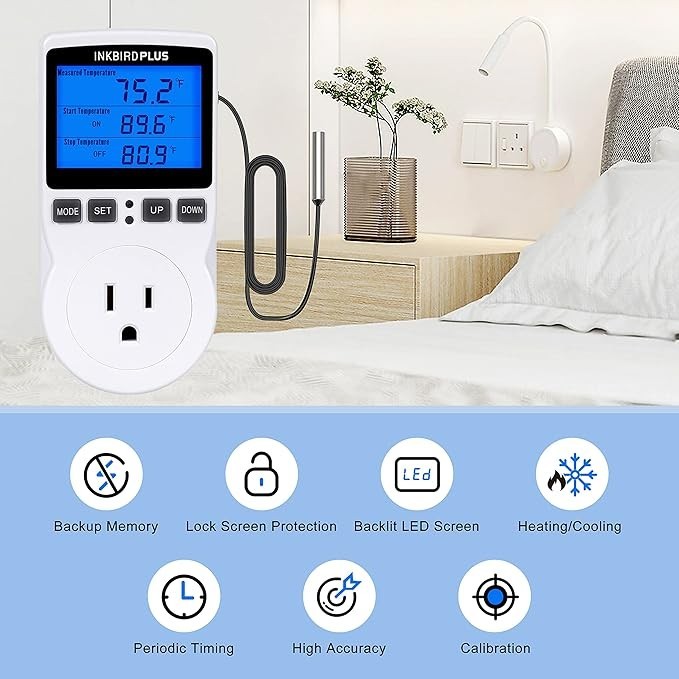 INKBIRD Outlets Thermostat Temperature Controller Socket Heating Cooling Timer