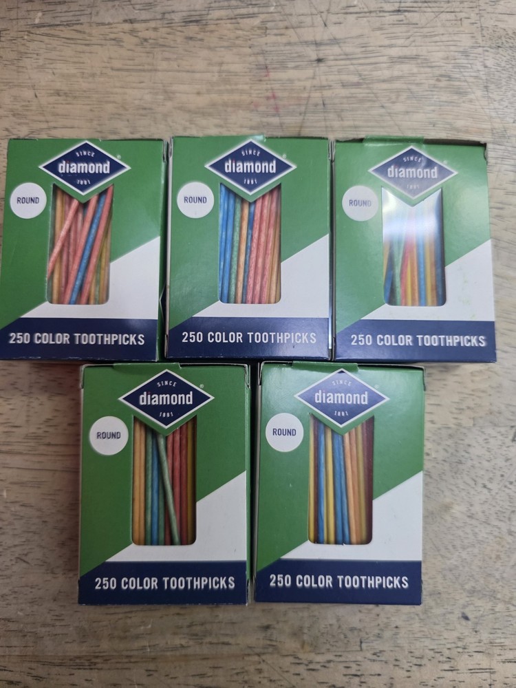 Diamond Round Colored Toothpicks 250 Ct. 5 Pack