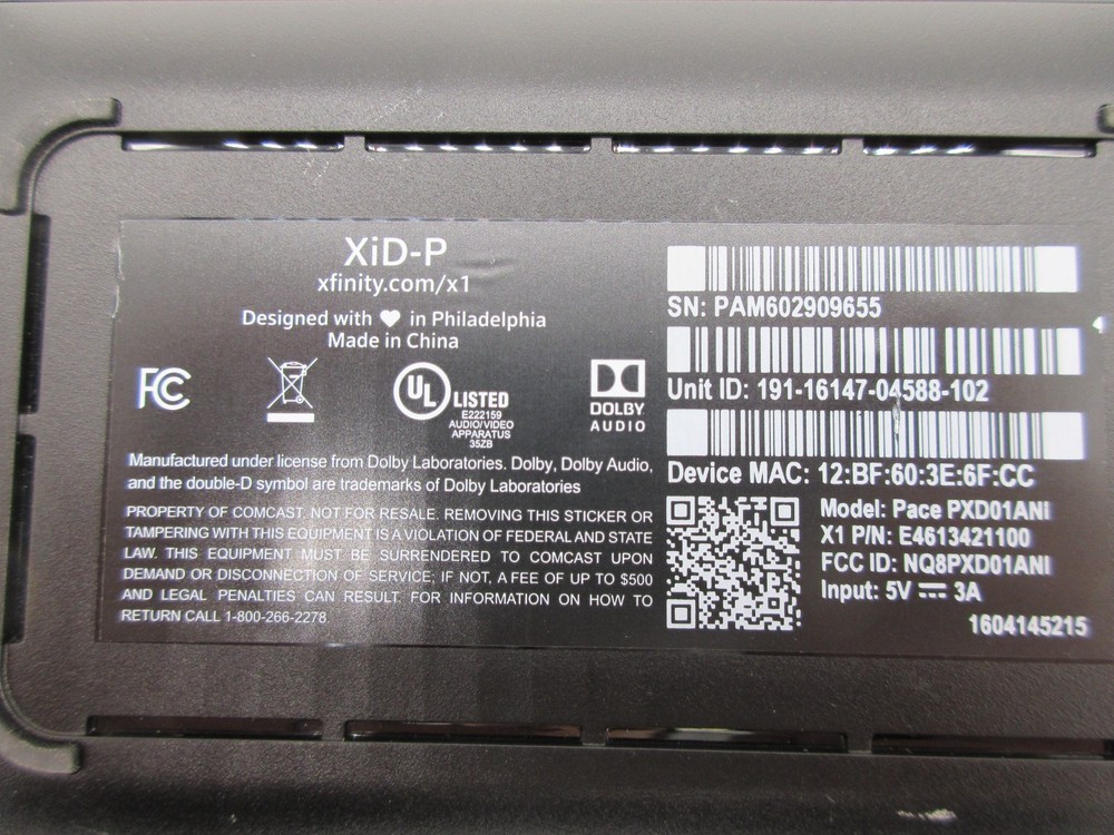 XFINITY XiD-P PXD01ANI HD TV Cable Box