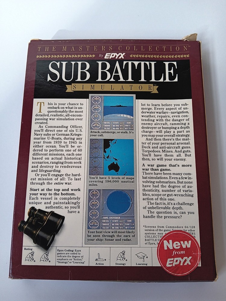Commodore 64/128 Sub Battle Simulator Computer Game Software Tested/Works