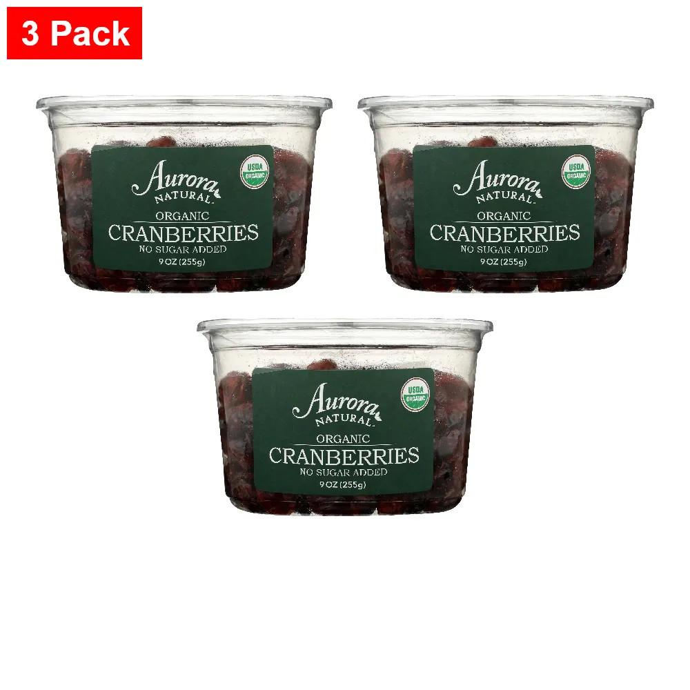 Aurora Products Organic Dried Cranberries, 9 Oz - 3 Pack